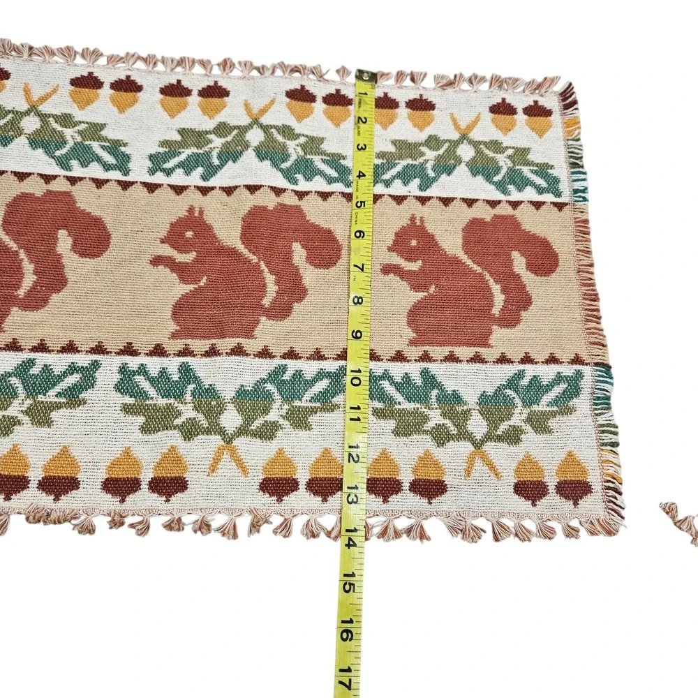 The American Home Collection‎ Autumn Squirrel Acorn Leaf Placemats Set 4 Cottage